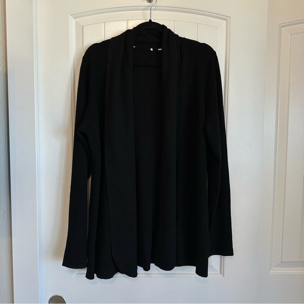 Long black long sleeve classic open front cardigan women's XL